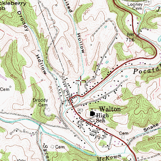 Topographic Map of Whited Hollow, WV