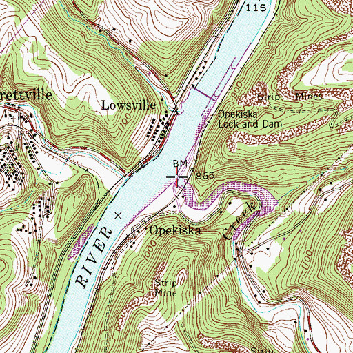 Topographic Map of Whiteday Creek, WV