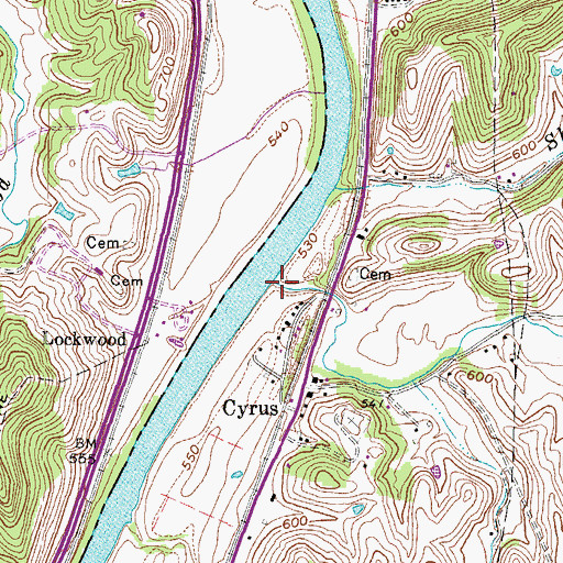 Topographic Map of Whites Creek, WV