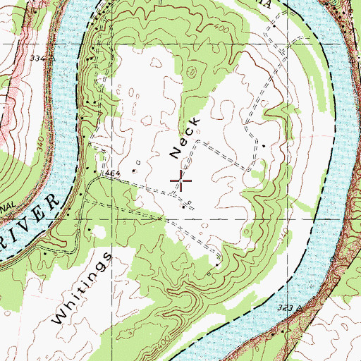 Topographic Map of Whitings Neck, WV