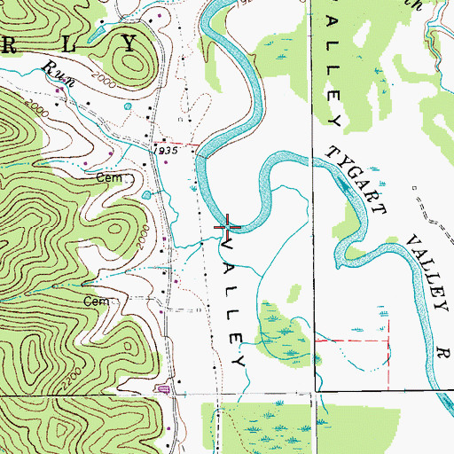 Topographic Map of Whitman Run, WV