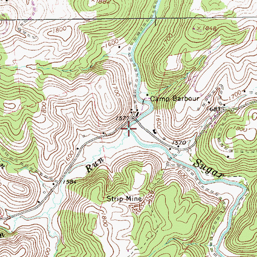 Topographic Map of Whitman Run, WV