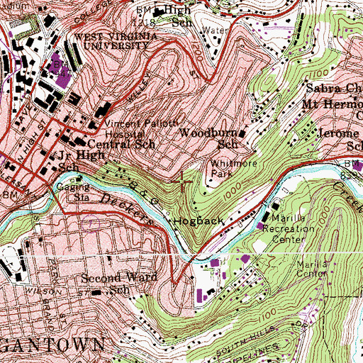 Topographic Map of Whitmore Park, WV