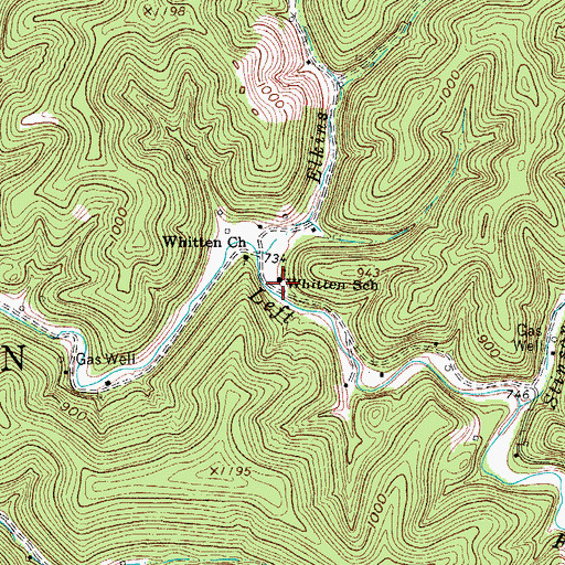 Topographic Map of Whitten School (historical), WV