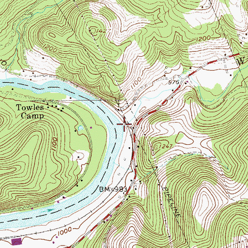 Topographic Map of Wickwire Run, WV