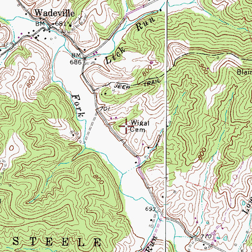 Topographic Map of Wigal Cemetery, WV