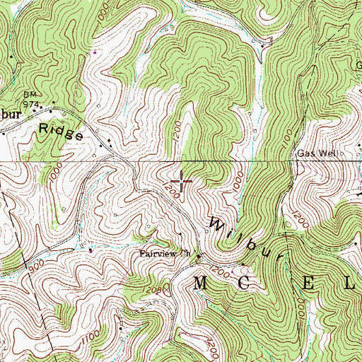Topographic Map of Wilbur Ridge, WV