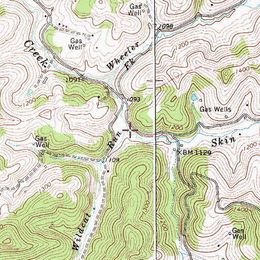 Topographic Map of Wildcat Run, WV