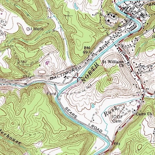 Topographic Map of Wildcat Run, WV