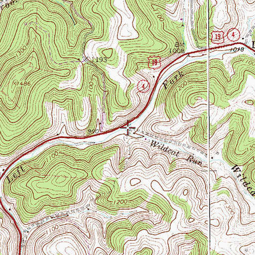 Topographic Map of Wildcat Run, WV