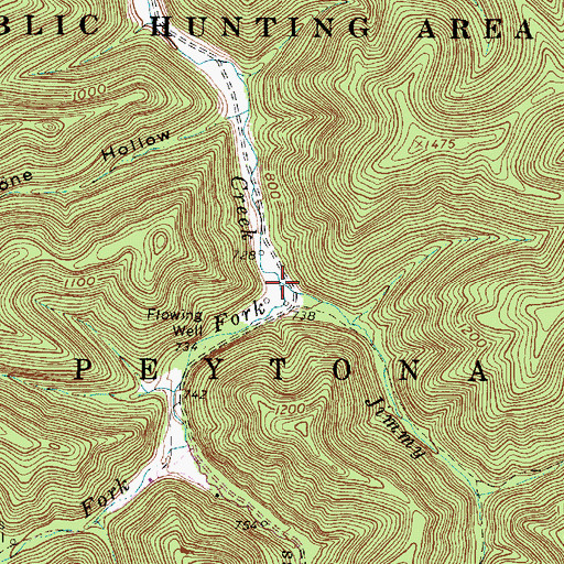 Topographic Map of Wilderness Fork, WV