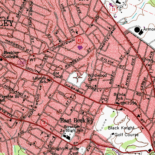 Topographic Map of Wildwood Cemetery, WV