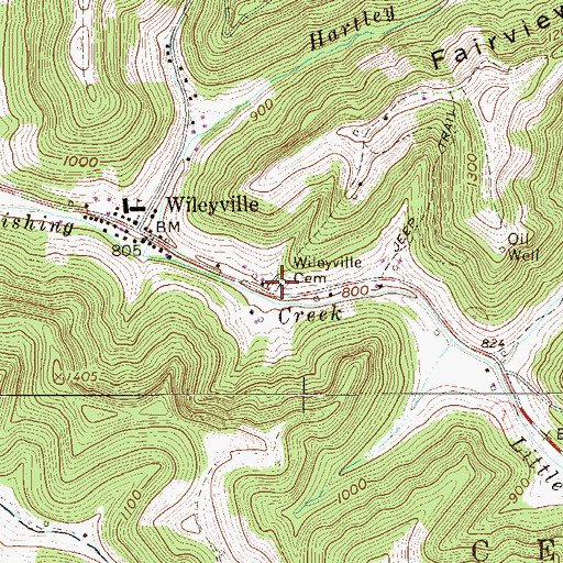 Topographic Map of Wileyville Cemetery, WV