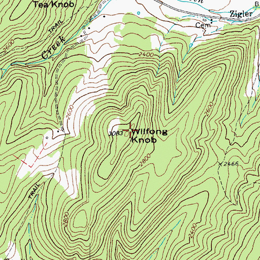 Topographic Map of Wilfong Knob, WV