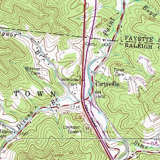 Topographic Map of William Cemetery, WV