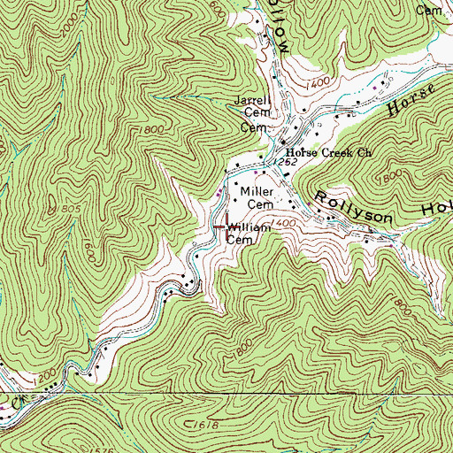 Topographic Map of William Cemetery, WV