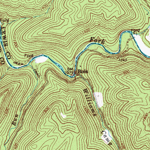 Topographic Map of Williams Camp Run, WV