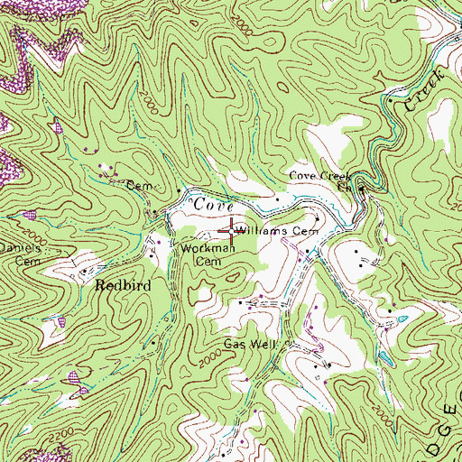 Topographic Map of Williams Cemetery, WV