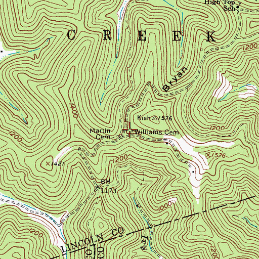 Topographic Map of Williams Cemetery, WV