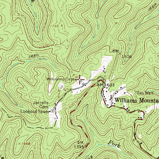 Topographic Map of Williams Cemetery, WV