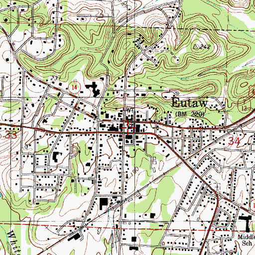 Topographic Map of Greene County Courthouse, AL