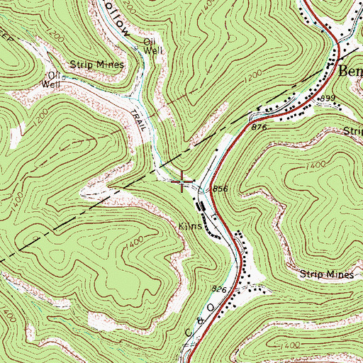 Topographic Map of Williams Hollow, WV
