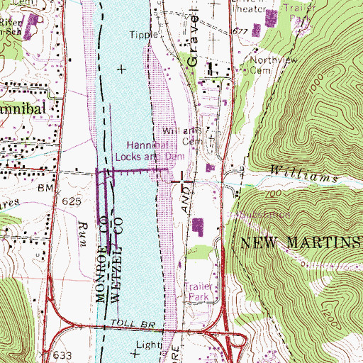 Topographic Map of Williams Run, WV