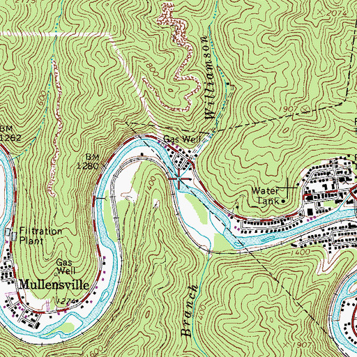 Topographic Map of Williamson Branch, WV