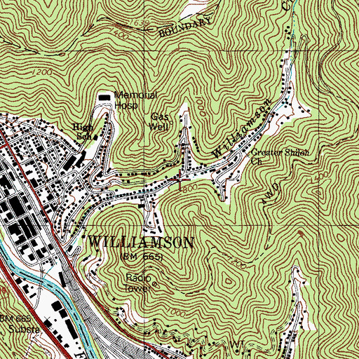 Topographic Map of Williamson Creek, WV