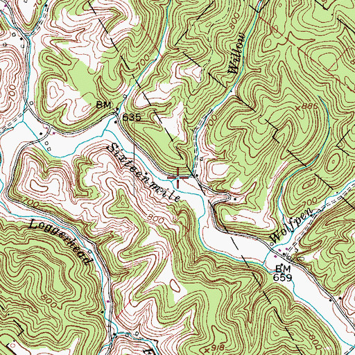 Topographic Map of Willow Branch, WV