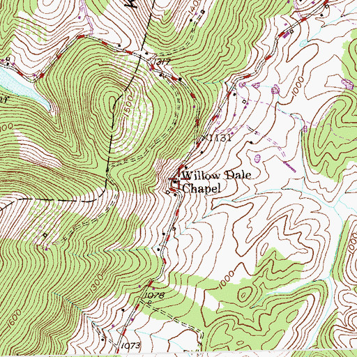 Topographic Map of Willow Dale Chapel, WV