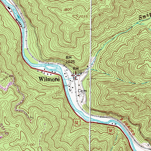 Topographic Map of Wilmore, WV