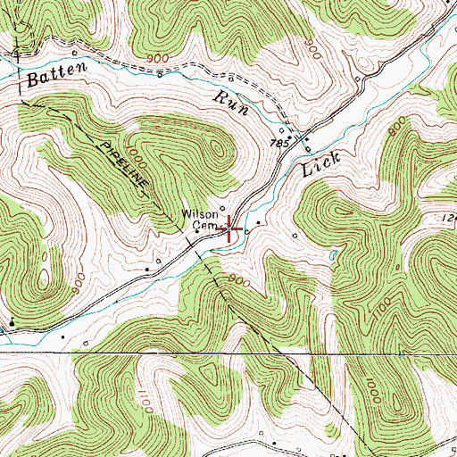 Topographic Map of Wilson Cemetery, WV