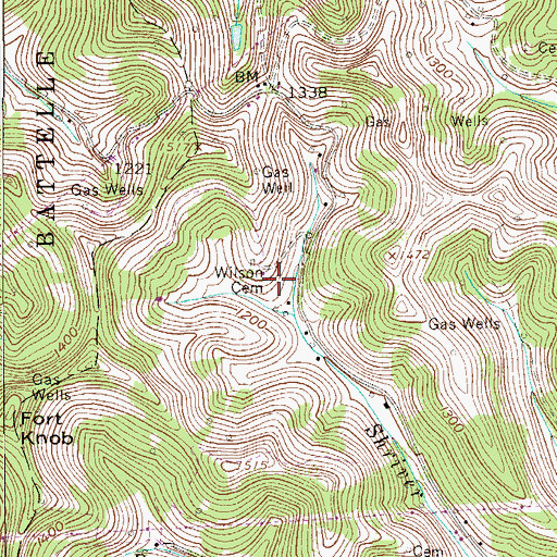 Topographic Map of Wilson Cemetery, WV