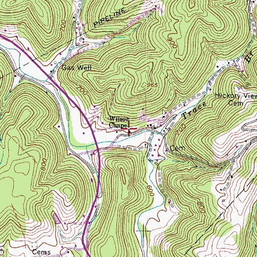 Topographic Map of Wilson Chapel, WV