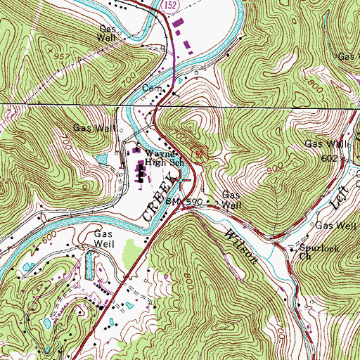 Topographic Map of Wilson Creek, WV