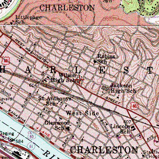 Topographic Map of Wilson High School (historical), WV