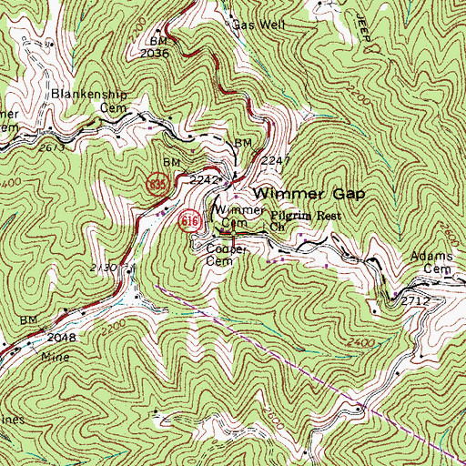 Topographic Map of Wimmer Cemetery, VA