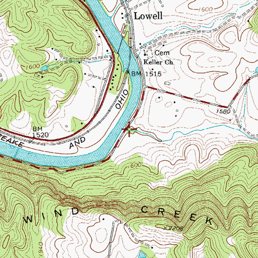 Topographic Map of Wind Creek, WV