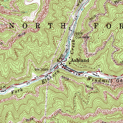 Topographic Map of Windmill Gap Branch, WV