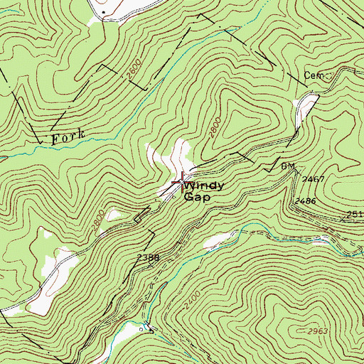 Topographic Map of Windy Gap, WV