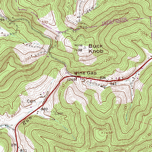 Topographic Map of Wine Gap, WV