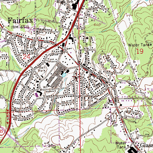 Topographic Map of Fairfax Methodist Church, AL