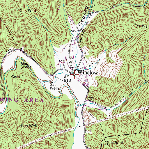Topographic Map of Winslow, WV