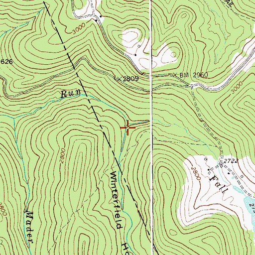 Topographic Map of Winterfield Hollow, WV