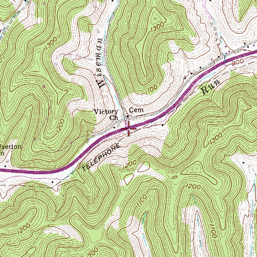 Topographic Map of Wiseman Run, WV