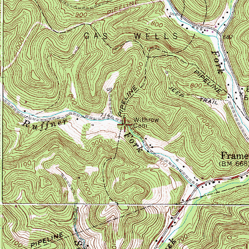 Topographic Map of Withrow Cemetery, WV