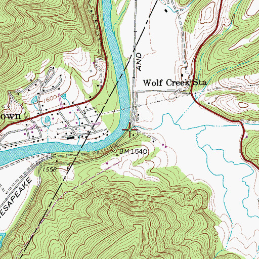 Topographic Map of Wolf Creek, WV