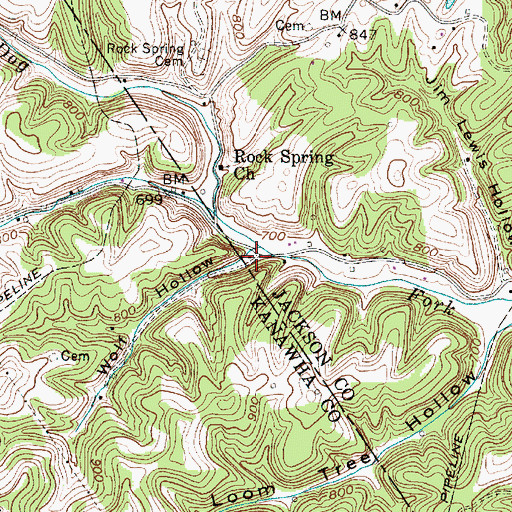 Topographic Map of Wolf Hollow, WV