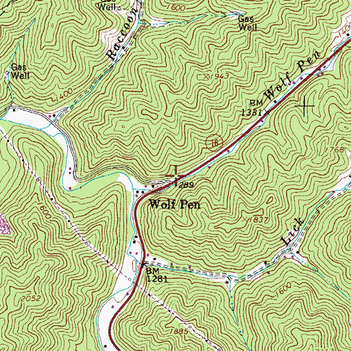 Topographic Map of Wolf Pen, WV